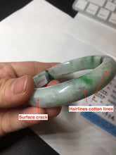 Load image into Gallery viewer, 58mm Certified Type A 100% Natural white/light purple/sunny green Jadeite Jade bangle BM65-5076