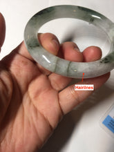 Load image into Gallery viewer, 58.5mm certified type A 100% Natural oily light green/white chubby round cut Jadeite Jade bangle BM20-2798