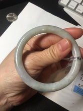 Load image into Gallery viewer, 54.5mm certified 100% natural type A icy watery white/gray round cut jadeite jade bangle BL9-9888