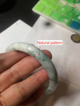 Load image into Gallery viewer, 55.5mm certificated Type A 100% Natural light green/white with green floating flowers Jadeite Jade bangle AM82-1632