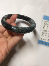 Load image into Gallery viewer, 55mm Certified Type A 100% Natural dark green black/white (black water and white mountains,白山黑水) Jadeite bangle PD140-6240