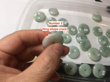 Load image into Gallery viewer, 18-23.5mm Type A 100% Natural light green sunny green white Jadeite Jade Safety Guardian Button donuts Pendant group AA67
