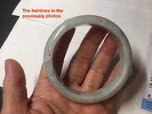 Load image into Gallery viewer, 57.9mm certified type A 100% Natural light green/white jadeite jade bangle BN62-8630