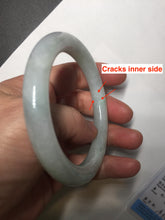 Load image into Gallery viewer, 55.5mm certified Type A 100% Natural light green/purple round cut Jadeite Jade bangle BK77-3787