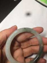 Load image into Gallery viewer, 54.5mm Certified type A 100% Natural icy watery dark green/white round cut Jadeite bangle BG74-0417