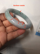 Load image into Gallery viewer, 55.5mm Certified Type A 100% Natural light green purple with floating flowers Jadeite bangle PA131-6646