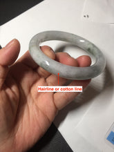 Load image into Gallery viewer, 58.5mm certified type A 100% Natural oily light green/white chubby round cut Jadeite Jade bangle BM20-2798