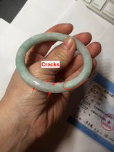 Load image into Gallery viewer, 56.5mm certified 100% natural type A white/sunny green round cut jadeite jade bangle AU36-9818