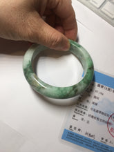 Load image into Gallery viewer, 57.7mm certified 100% natural type A sunny green/black jadeite jade bangle AU52-0234