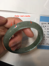 Load image into Gallery viewer, 57.2mm certified Type A 100% Natural icy watery dark green gray Jadeite Jade bangle PC15-0368