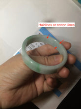 Load image into Gallery viewer, 52.8mm Certified type A 100% Natural sunny green/white square Jadeite Jade bangle BF63-4716