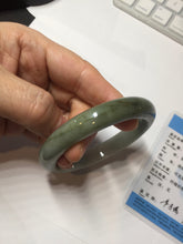 Load image into Gallery viewer, 57.4mm certified Type A 100% Natural dark green gray black white with floating seaweed Jadeite Jade bangle BS25-7689