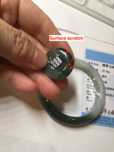 Load image into Gallery viewer, 54.6mm certified 100% natural oily dark green purple jadeite jade bangle pendnat set PA114-9119