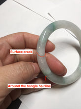 Load image into Gallery viewer, 55mm Certified type A 100% Natural sunny green/white round cut Jadeite bangle BN76
