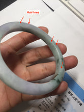 Load image into Gallery viewer, 58mm certificated Type A 100% Natural light green purple with green floating flowers Jadeite Jade bangle AS83-3016