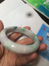 Load image into Gallery viewer, 57.6mm Certified 100% natural Type A sunny green/white/purple jadeite jade bangle AH87-4126