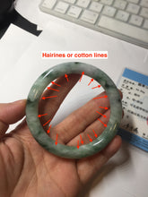 Load image into Gallery viewer, 56mm certified 100% natural Type A light green/white with green floating flowers round cut jadeite jade bangle BS92-6607