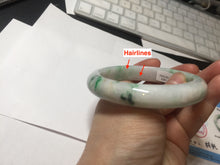 Load image into Gallery viewer, 60.2mm certified Type A 100% Natural light green sunny green light purple Jadeite Jade bangle BK139-5281