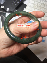 Load image into Gallery viewer, 57.5mm Certified Type A 100% Natural oily dark green(老油青)/gray Jadeite bangle BG228-0397
