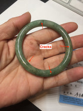 Load image into Gallery viewer, 50.5mm certificated Type A 100% Natural dark green/gray round cut oval Jadeite Jade bangle D157-5372