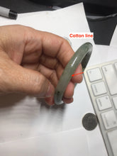 Load image into Gallery viewer, 54.5mm Certified type A 100% Natural light green dark green floating seaweed slim round cut Jadeite bangle PC59-6609
