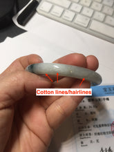 Load image into Gallery viewer, 53.4mm Certified Type A 100% Natural icy watery light green white roung cut jadeite Jade bangle AU51-8147