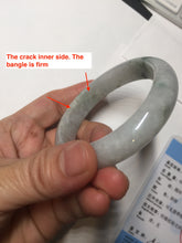 Load image into Gallery viewer, 53.7mm certificated Type A 100% Natural light green white Jadeite Jade bangle S89-7060