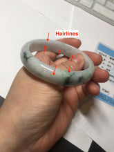 Load image into Gallery viewer, 55.4mm certified Type A 100% Natural light purple with green floating flowers Jadeite Jade bangle AU11-1260