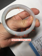 Load image into Gallery viewer, 57.5mm Certified Type A 100% Natural icy watery white purple black brown seaweeds and golden sand Jadeite Jade bangle H160-7068