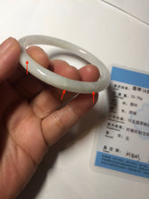 Load image into Gallery viewer, 54.6mm Certified Type A 100% Natural light green white round cut Jadeite Jade bangle AU50-0240