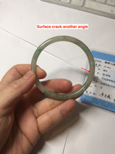 Load image into Gallery viewer, 56mm Certified Type A 100% Natural sunny green/black/gray with dark green floating flowers slim round cut Jadeite bangle PD77-5764