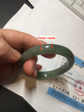 Load image into Gallery viewer, Shopify only. 54mm certified 100% natural Type A icy watery oliy dark green(油青) brown jadeite jade bangle BS103-4060