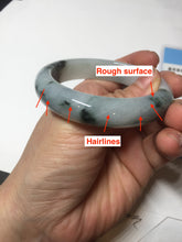 Load image into Gallery viewer, 53mm Certified Type A 100% Natural green white with green floating flowers Jadeite Jade bangle AM97-2725