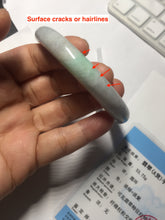 Load image into Gallery viewer, 59mm certified 100% natural type A light green/white/purple slim round cut jadeite jade bangle PC34-2674