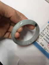 Load image into Gallery viewer, 52mm certified natural 100% natural Type A green white with green flying flowers oval jadeite jade bangle PB109-2439