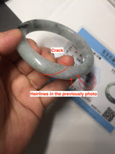 Load image into Gallery viewer, 59mm Certified Type A 100% Natural green gray purple Jadeite Jade bangle AH95-4489