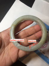 Load image into Gallery viewer, 56.6mm certified 100% natural Type A icy watery light yellow/white with jadeite jade bangle BL55-3278