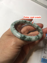 Load image into Gallery viewer, 54mm certified Type A 100% Natural light green with floating green flowers Jadeite Jade bangle AU14-3022