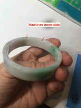 Load image into Gallery viewer, 52.5mm Certified type A 100% Natural sunny green/purple/white square Jadeite Jade bangle AT87-4715