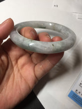 Load image into Gallery viewer, 58.5mm certified type A 100% Natural oily light green/white chubby round cut Jadeite Jade bangle BM20-2798