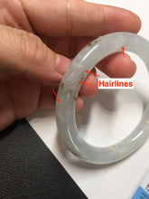 Load image into Gallery viewer, 54.7mm 100% natural type A icy watery light green/brown/black seaweed round cut jadeite jade bangle Q140-5253