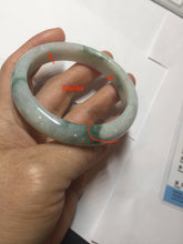 Load image into Gallery viewer, 54.6mm Certified Type A 100% Natural white/light green with grenn floating flowers Jadeite Jade bangle E154-2437