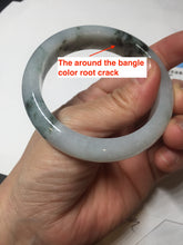 Load image into Gallery viewer, 53mm Certified Type A 100% Natural green white with green floating flowers Jadeite Jade bangle AM97-2725