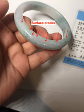 Load image into Gallery viewer, 55.5mm Certified Type A 100% Natural light green purple with floating flowers Jadeite bangle PA131-6646