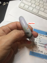 Load image into Gallery viewer, 54.8mm certified 100% natural Type A light purple dark green jadeite jade bangle E141-3921