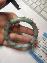 Load image into Gallery viewer, 56mm certified 100% natural Type A light green/white with green floating flowers round cut jadeite jade bangle BS92-6607