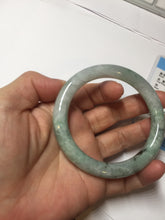 Load image into Gallery viewer, 55.2mm certified 100% natural Type A light green with green floating flowers round cut jadeite jade bangle BS109-2524