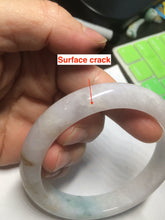 Load image into Gallery viewer, 61.2mm Certified Type A 100% Natural light green/white/brown/purple Jadeite Jade bangle AH82-0480