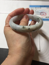 Load image into Gallery viewer, 56.3mm certified 100% natural Type A dark green/purple/white with green floating flowers jadeite jade bangle PB231-2823