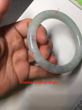 Load image into Gallery viewer, 55.5mm certified Type A 100% Natural light green/purple round cut Jadeite Jade bangle BK77-3787